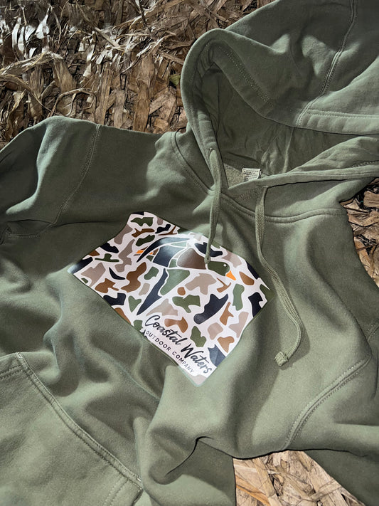 Old School Mallard Midweight Hoodie - Timber Green