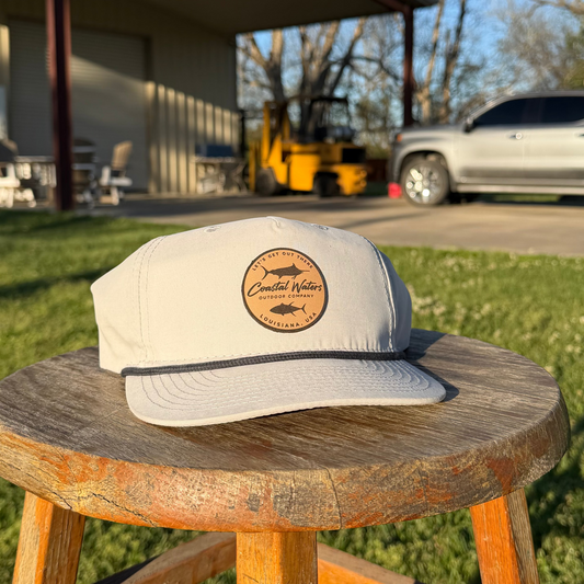 Pelagics Leather Patch Rope Hat - Light Grey