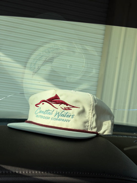 Logo Rope Hat - Cream/ Seafoam/ Maroon