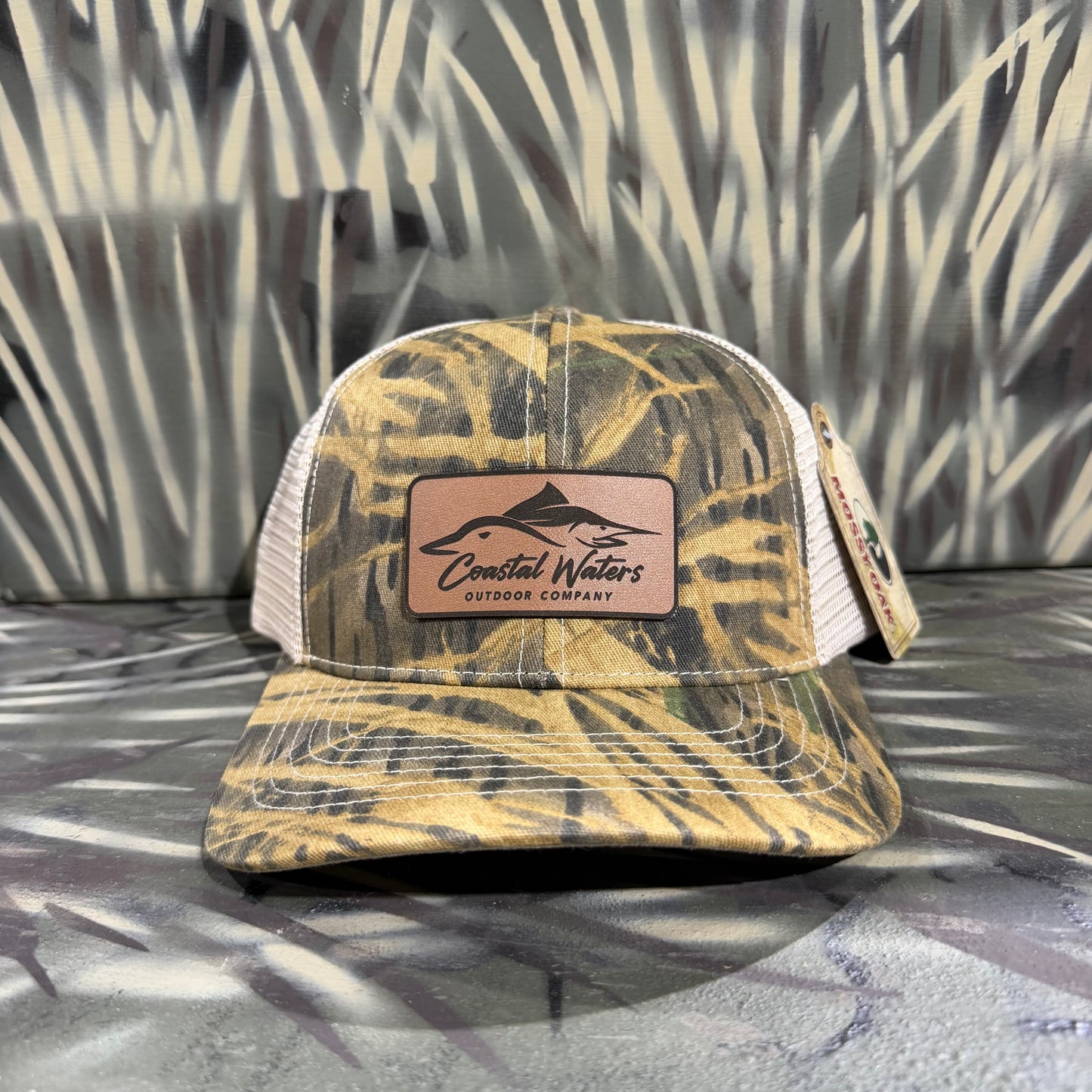 Leather Patch Trucker Hat | Shadow Grass