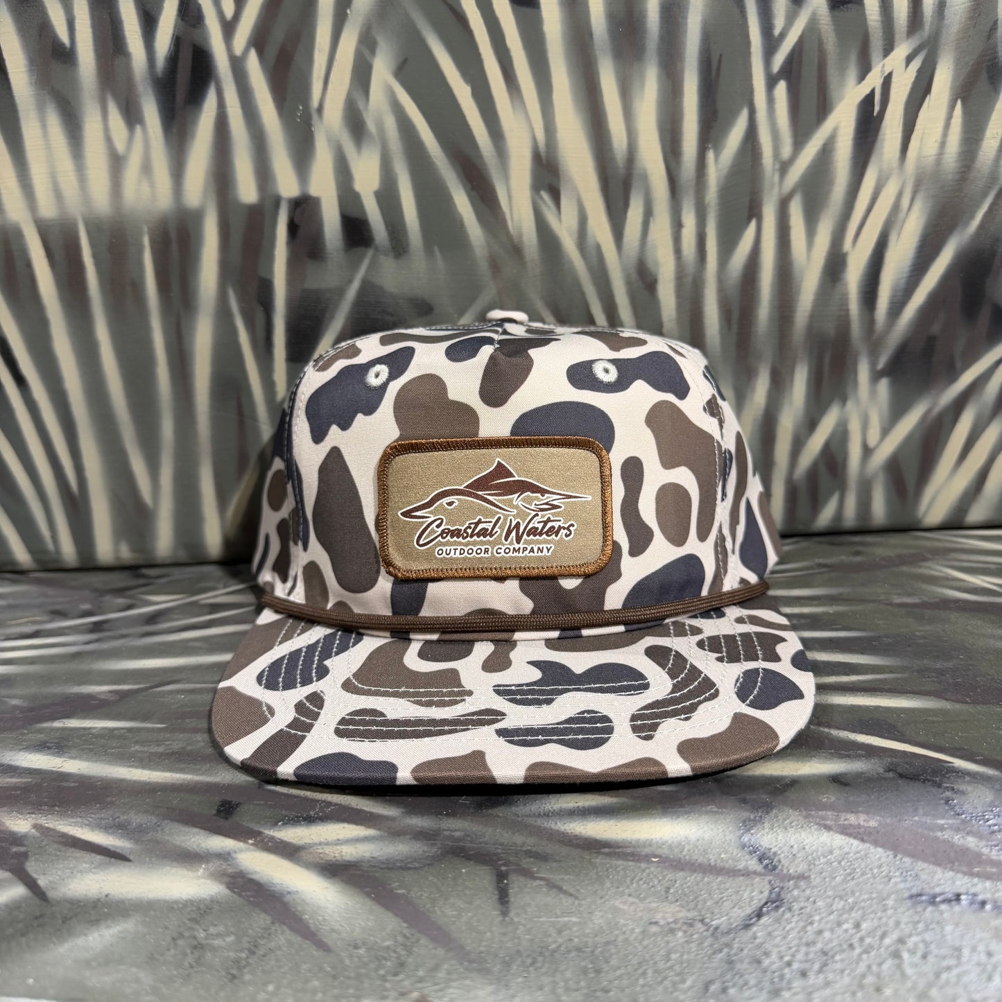 Outlined Logo Patch Rope Hat | Retro Marsh Camo
