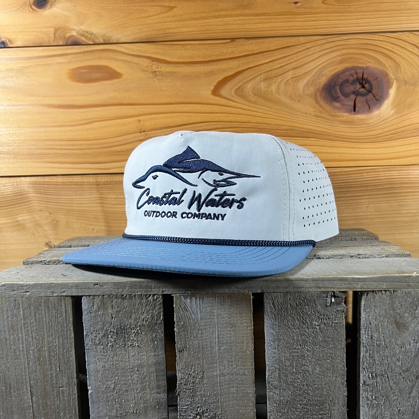 Performance Rope Hat- Bone/ Steel Blue