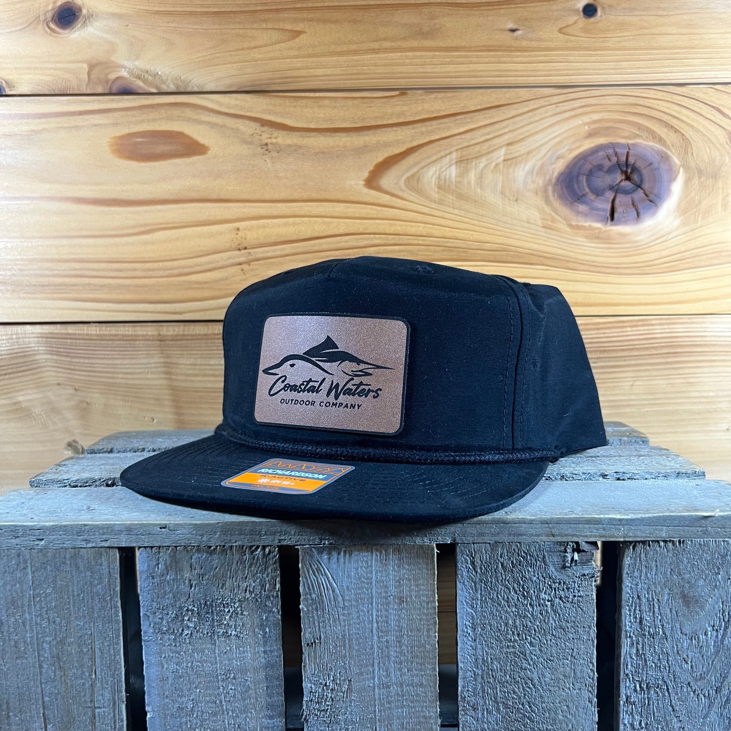 Leather Patch Rope Hat- Black