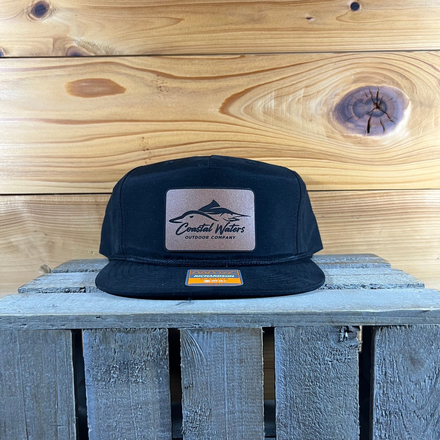 Leather Patch Rope Hat- Black