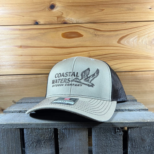 Outlined Mallard Trucker Hat - Khaki/ Coffee