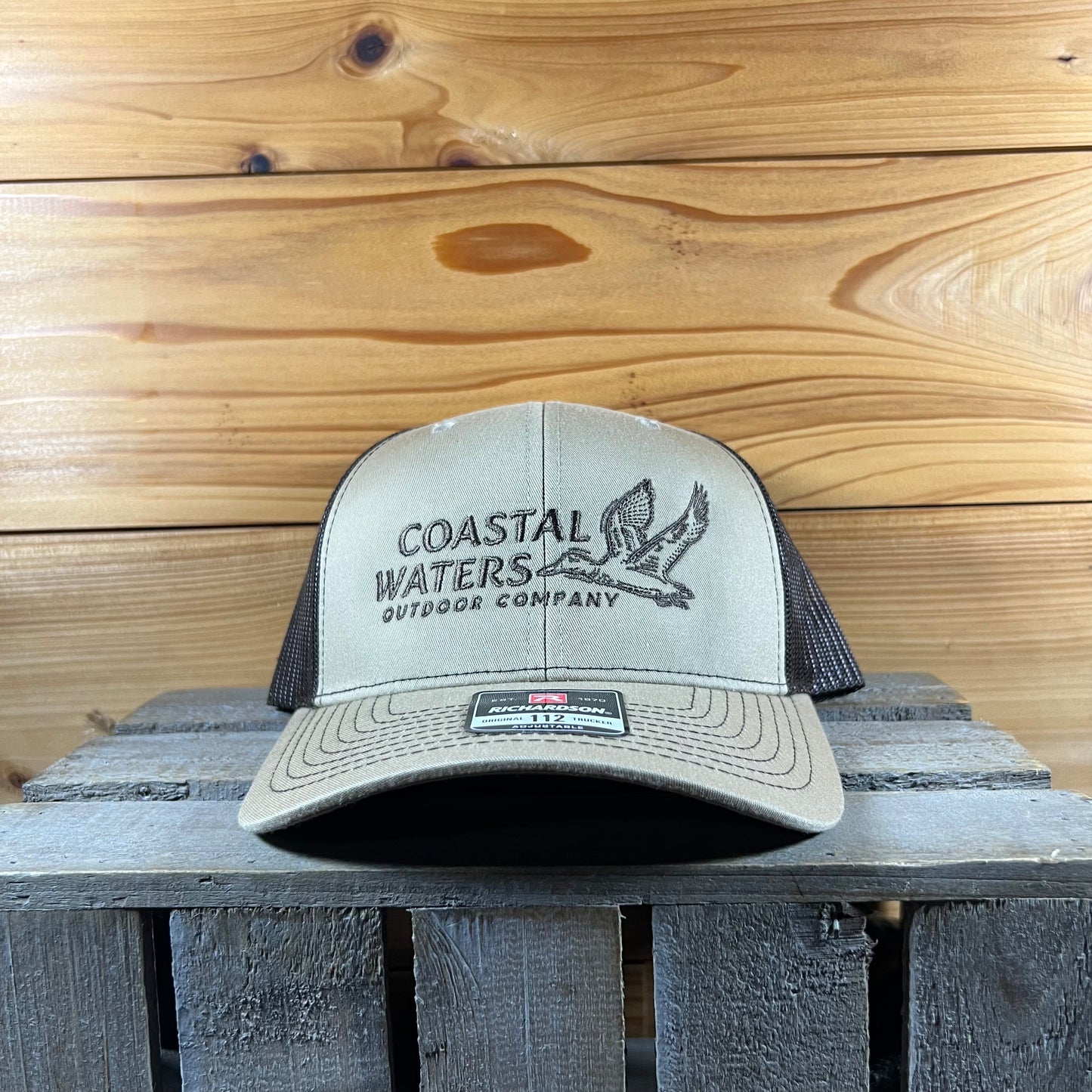 Outlined Mallard Trucker Hat - Khaki/ Coffee