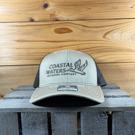 Outlined Mallard Trucker Hat - Khaki/ Coffee